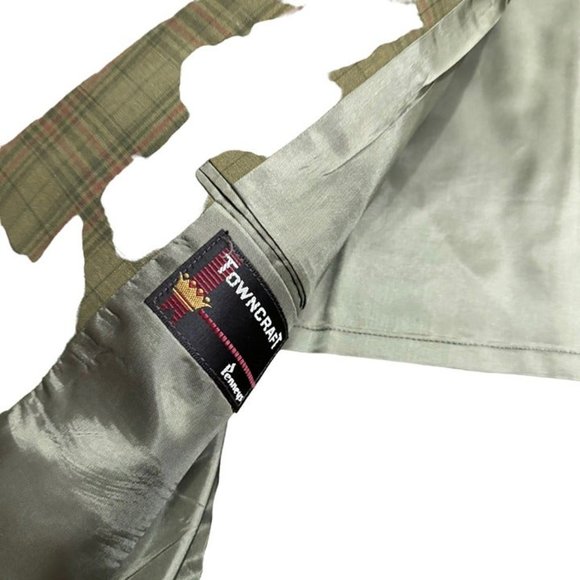 60s VTG Green Plaid 2 Button Sports Coat Blazer Town Craft JC Penney 40R NICE - Picture 10 of 10